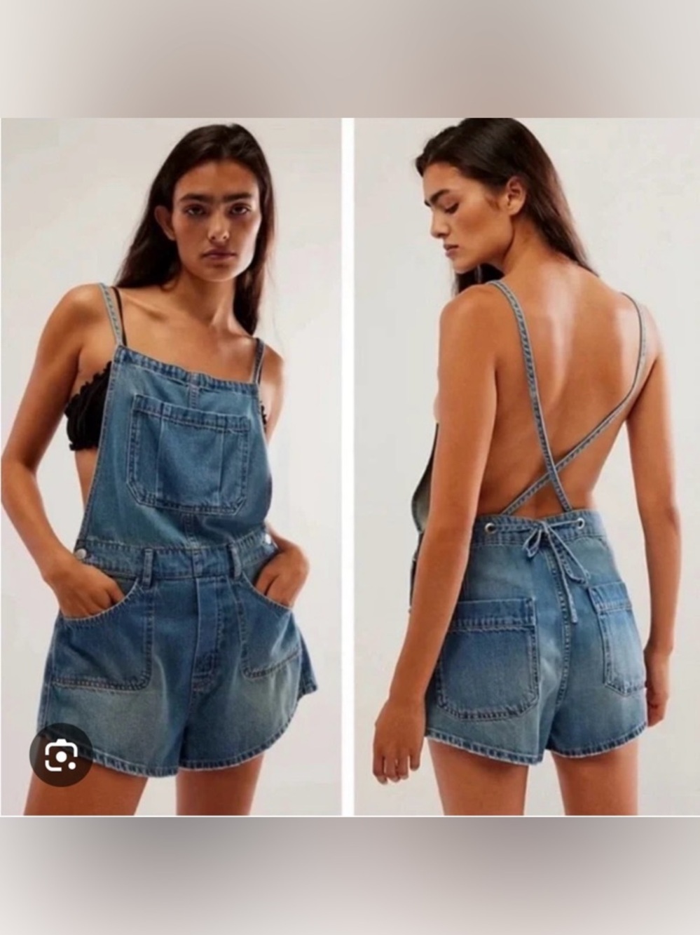 Free People Denim Overall Shorts